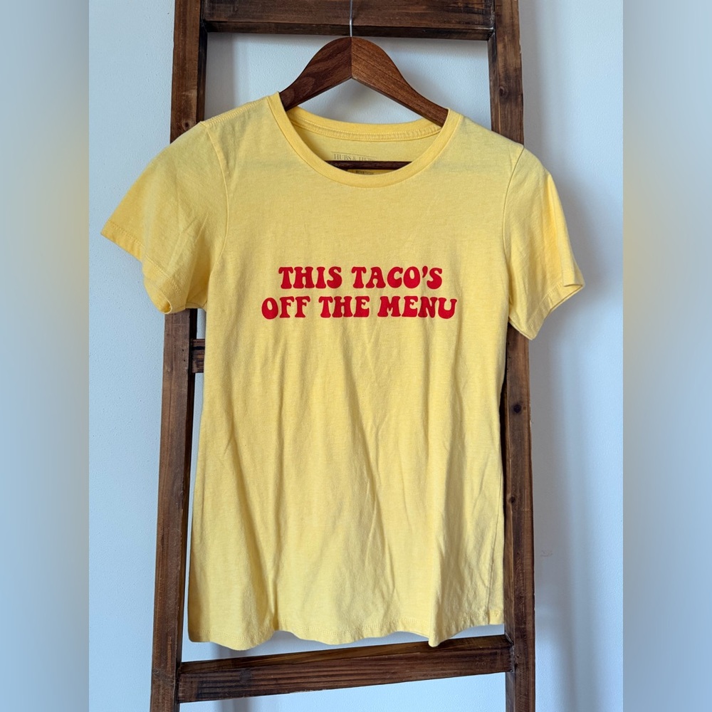 Yellow Graphic Tee - "This Taco's Off the Menu"